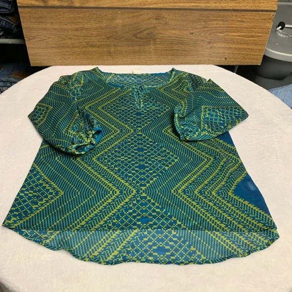 Francesca’s Collection blue/green blouse size S - Picture 7 of 8
